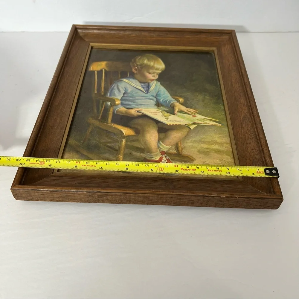 VTG Ingwerson Framed "Gary" Reofect Textrued Oil Reproduction 12" x 10" Nursery - Picture 10 of 10